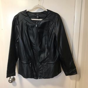 Alfani black imitation leather peplum jacket
